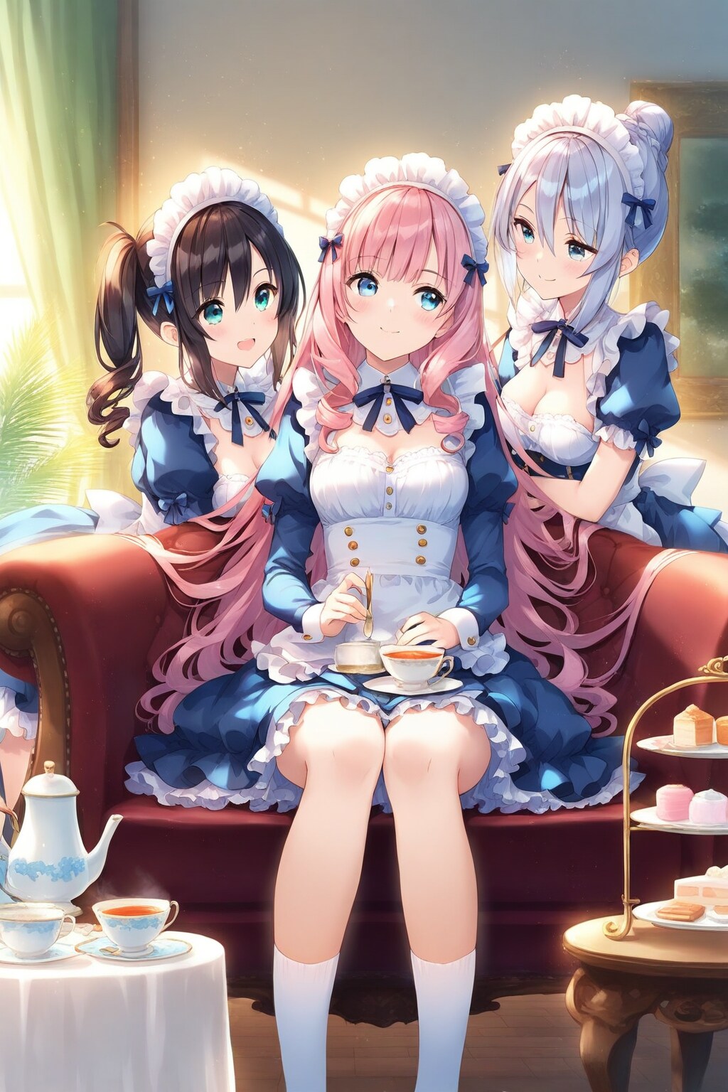 メイドの衣装を着たお嬢様と。