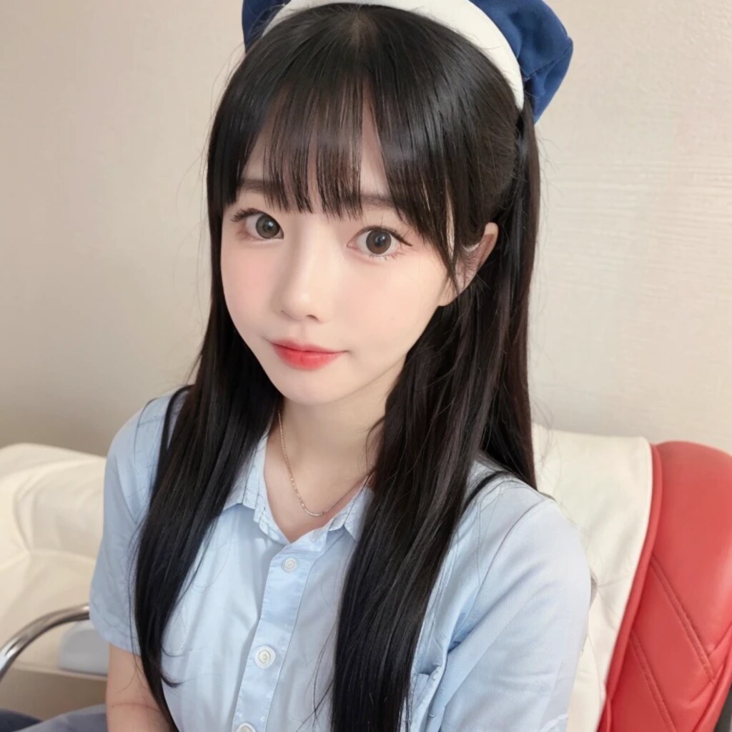 黒髪ロングでリビングの美女２