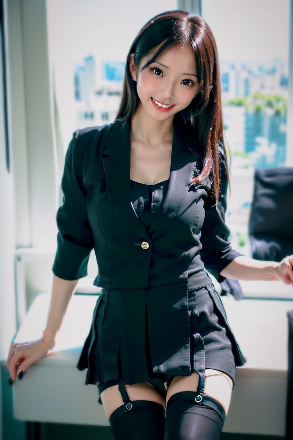 先輩の指示なら黒ストも履きますよ💚
