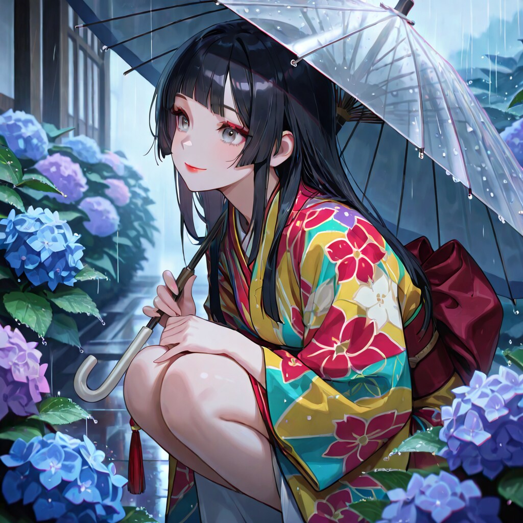 紫陽花を見ながら