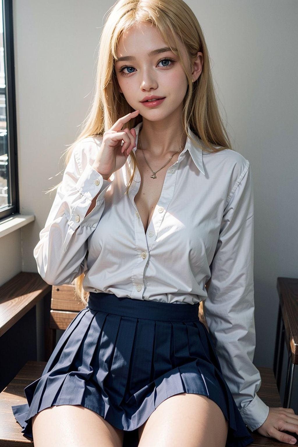 AIイラスト白ギャル貧乳ロリ顔　エロ画像　18歳女子校生海外コスプレイヤー　何しようかな？