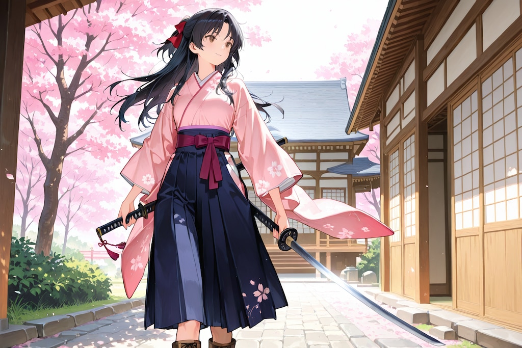 大正浪漫の女性剣士(太刀)