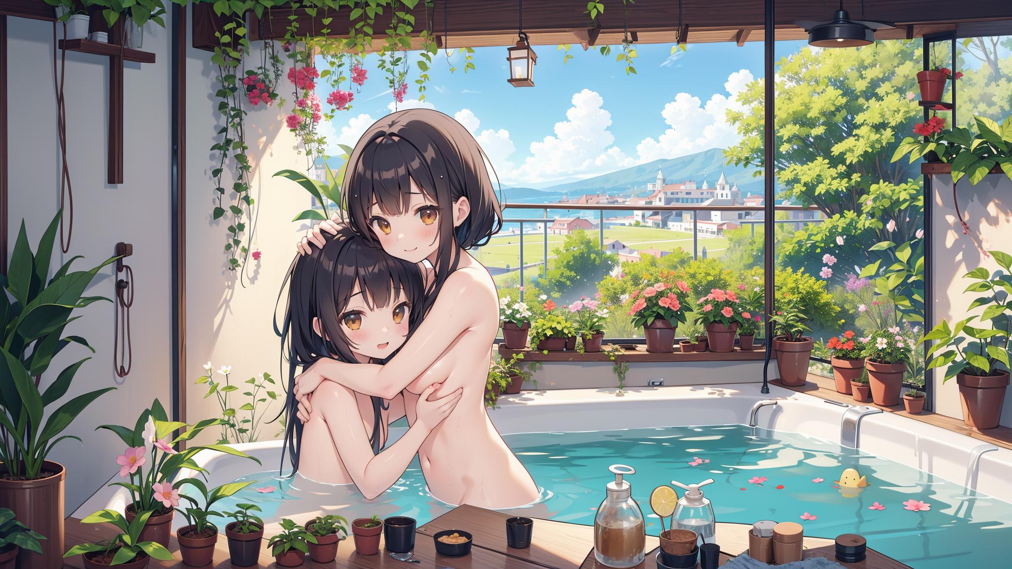 ベランダ百合風呂