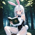 木漏れ日の 森で読書の 白兎 2枚目