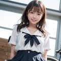 自転車のサドルに跨る女性 vol.9 セーラー服 / ロングヘアー 10枚目