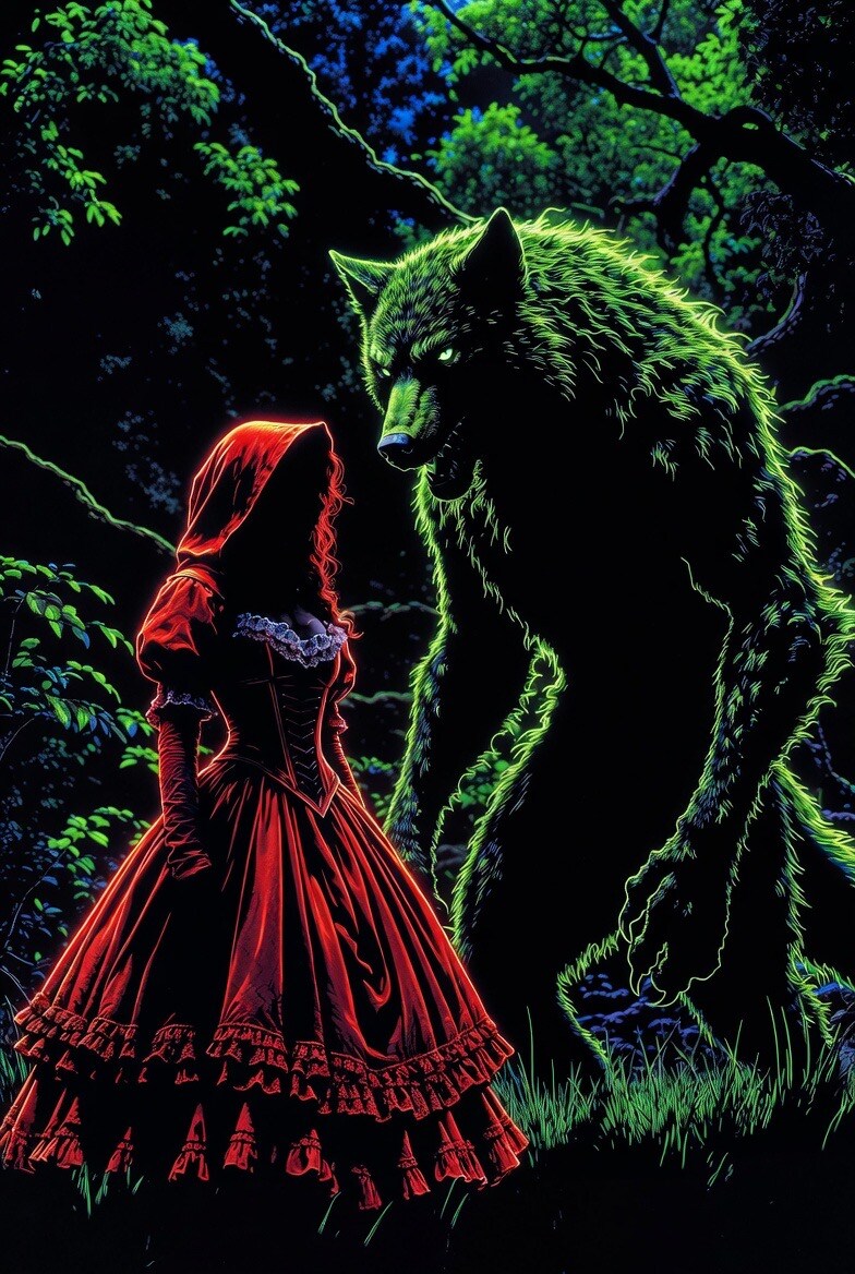 Gothic Lolita Little Red Riding Hood in Forest