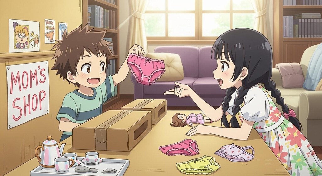 何かを販売しているシーン