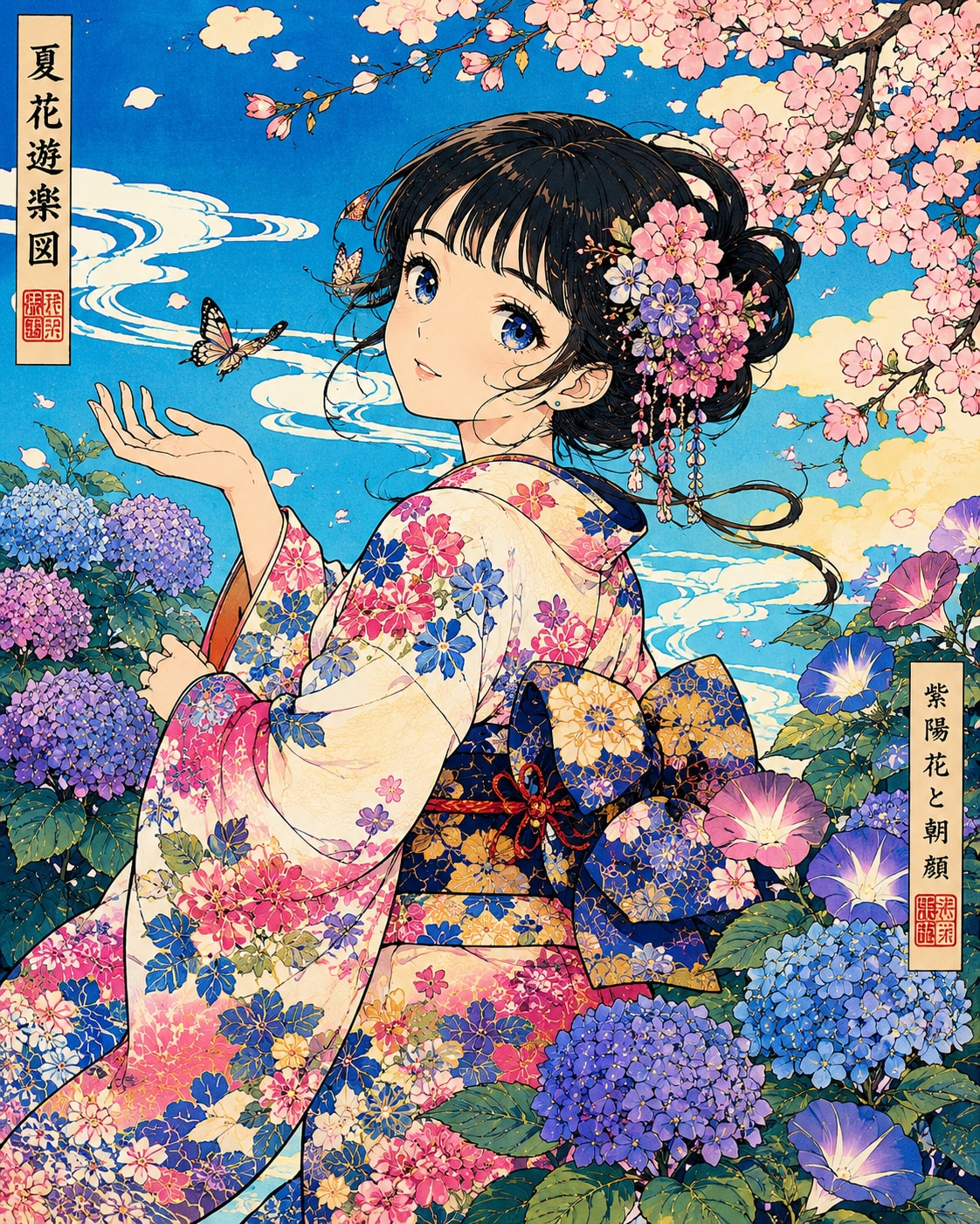 夏花遊楽図