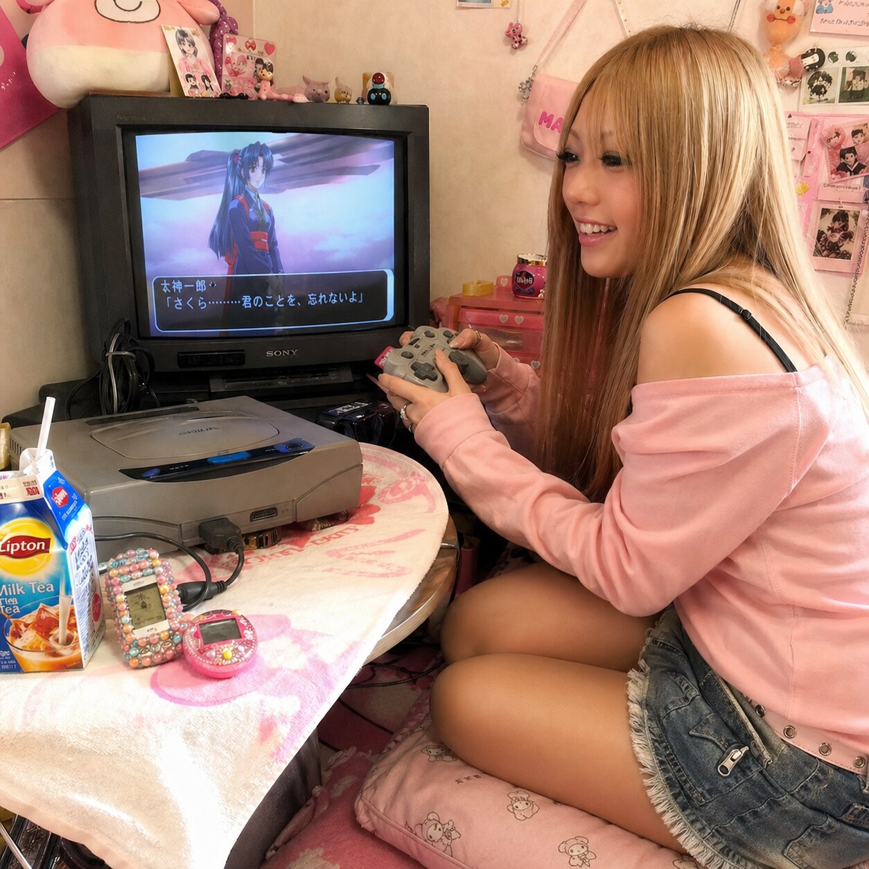 セガサターンをするギャル