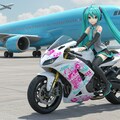 初音ミクとバイクと飛行機 2枚目
