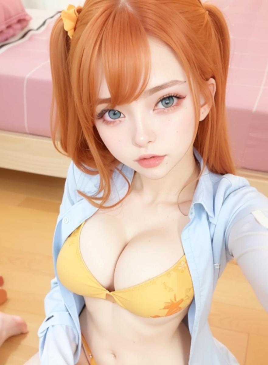 下着で着替え時に自撮りする高坂穂乃果AIコスプレイヤー💕