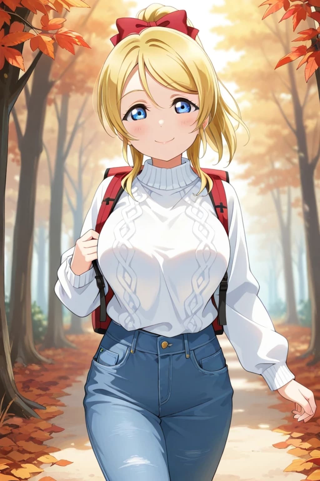 紅葉の森林を散策するμ'sのメンバー