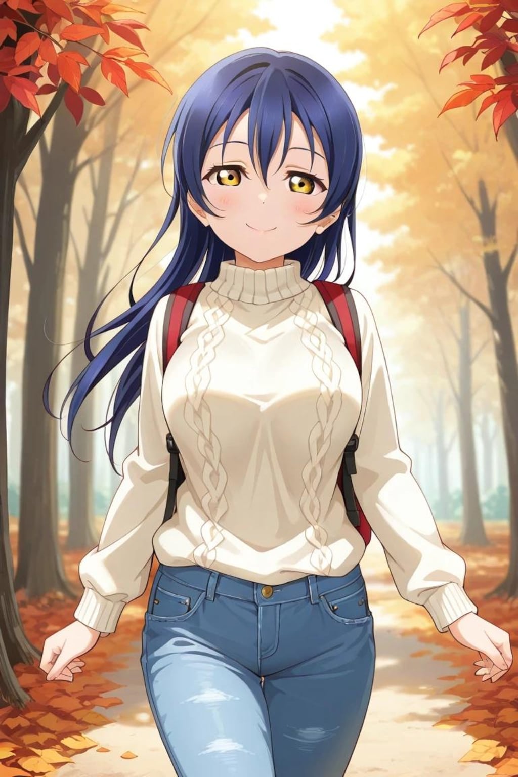 紅葉の森林を散策するμ'sのメンバー