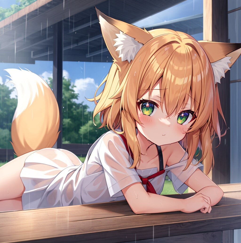 雨濡れきつね