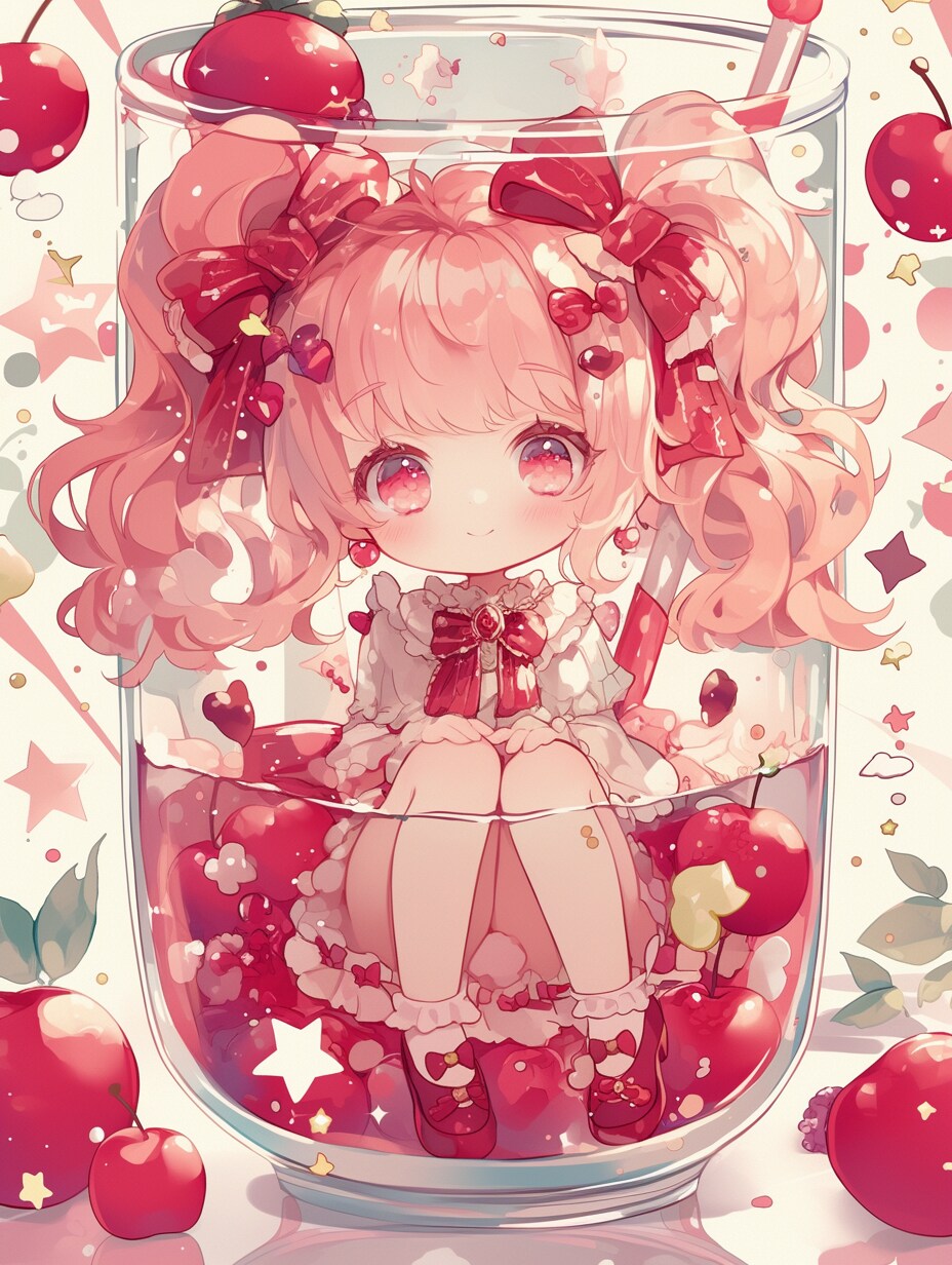 「瓶詰の少女」紅45 | の人気AIイラスト・グラビア