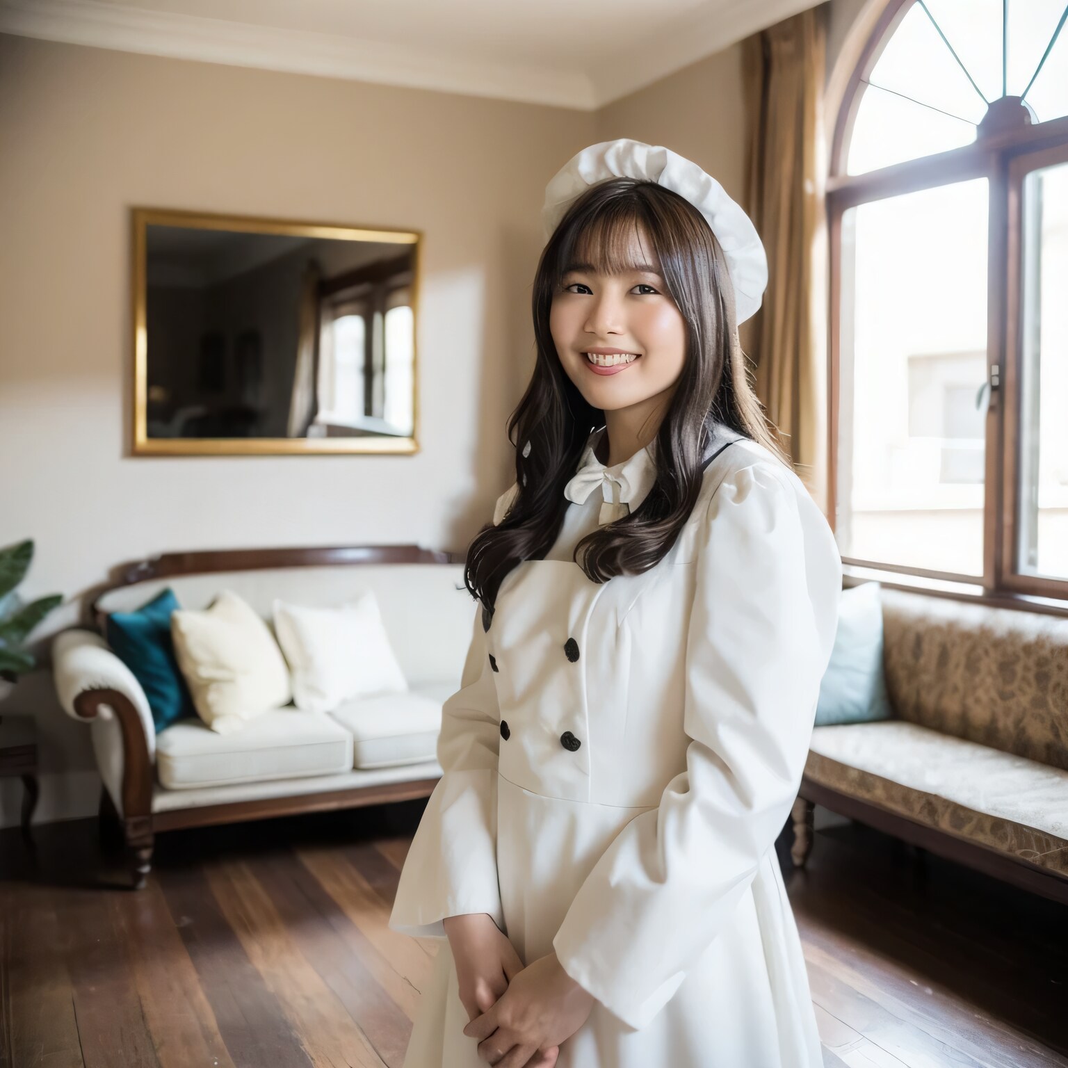 黒髪ロングでメイド服の美女８９ | の人気AIイラスト・グラビア