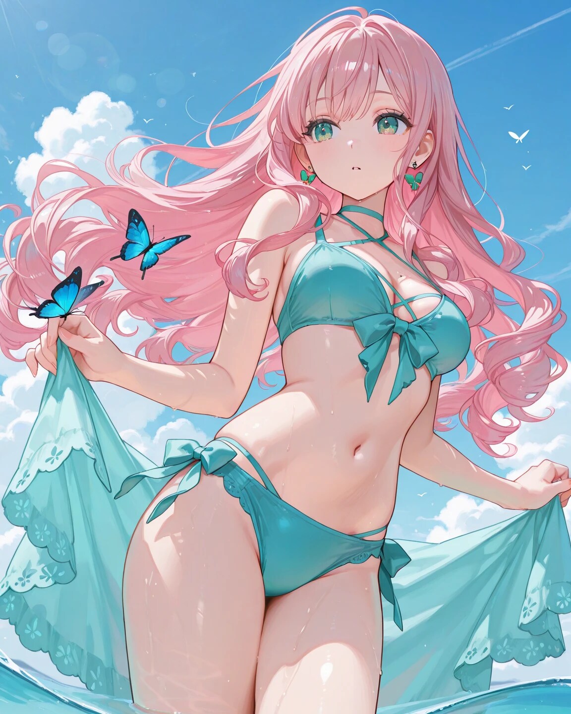 水色×クロス紐ビキニ