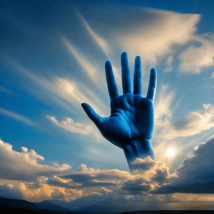 空に浮かぶ神の手