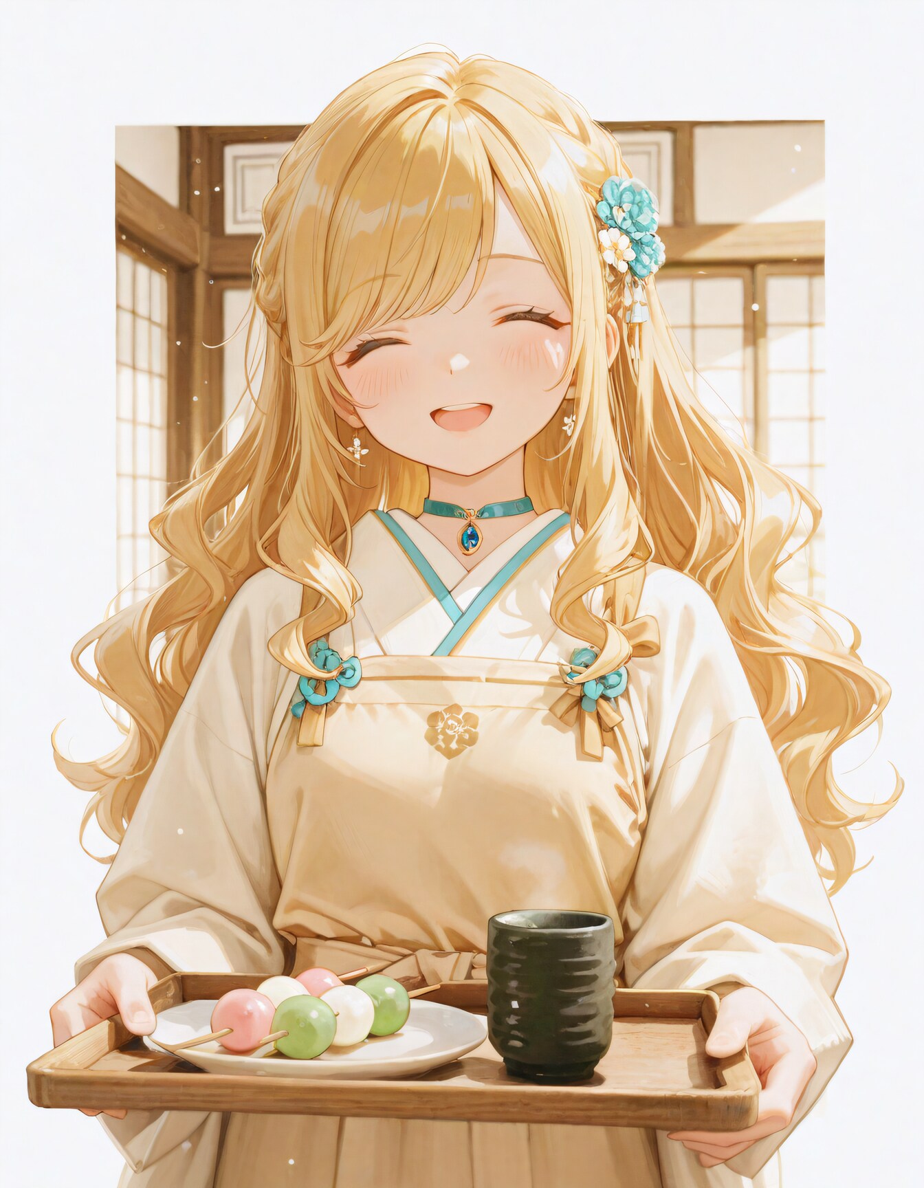 お団子とお茶をどうぞ