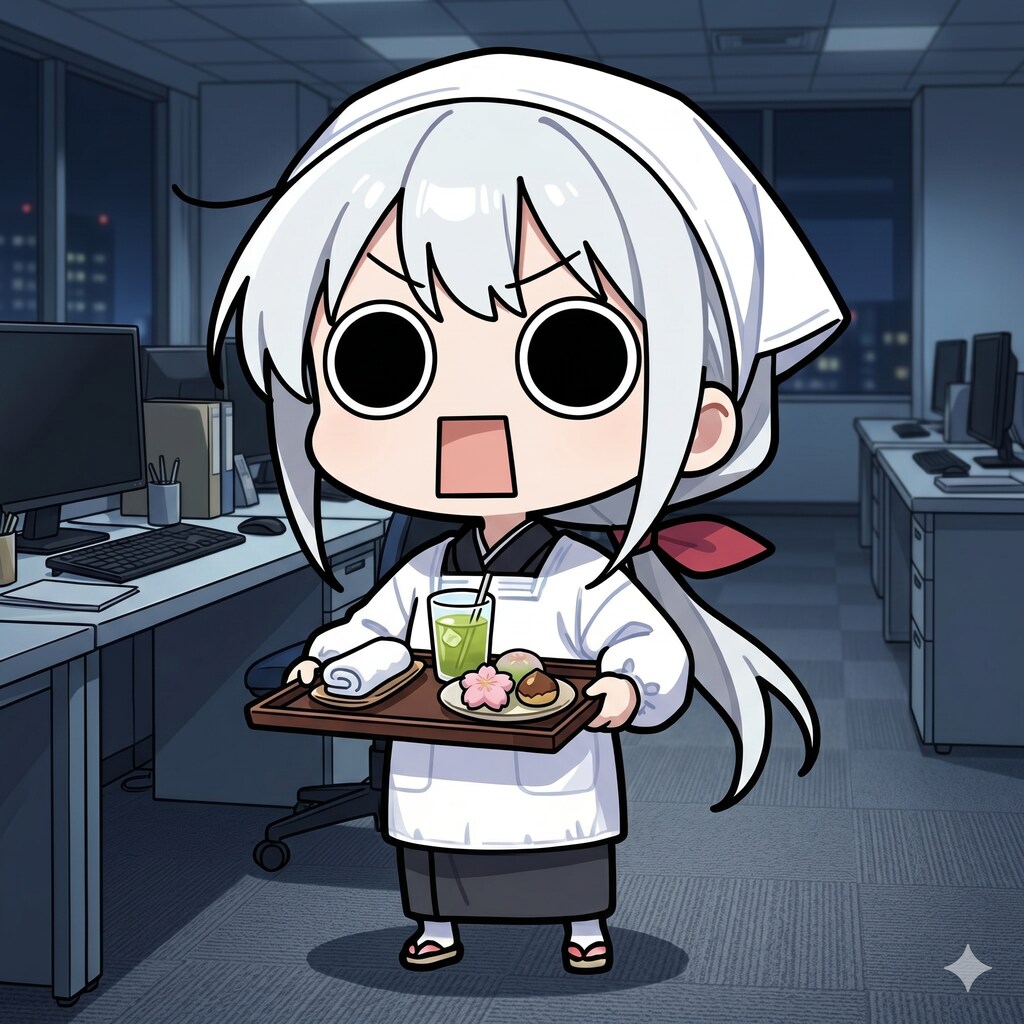 デザートのえらいこっちゃ和菓子屋の和菓子を運ぶえらいこっちゃ嬢