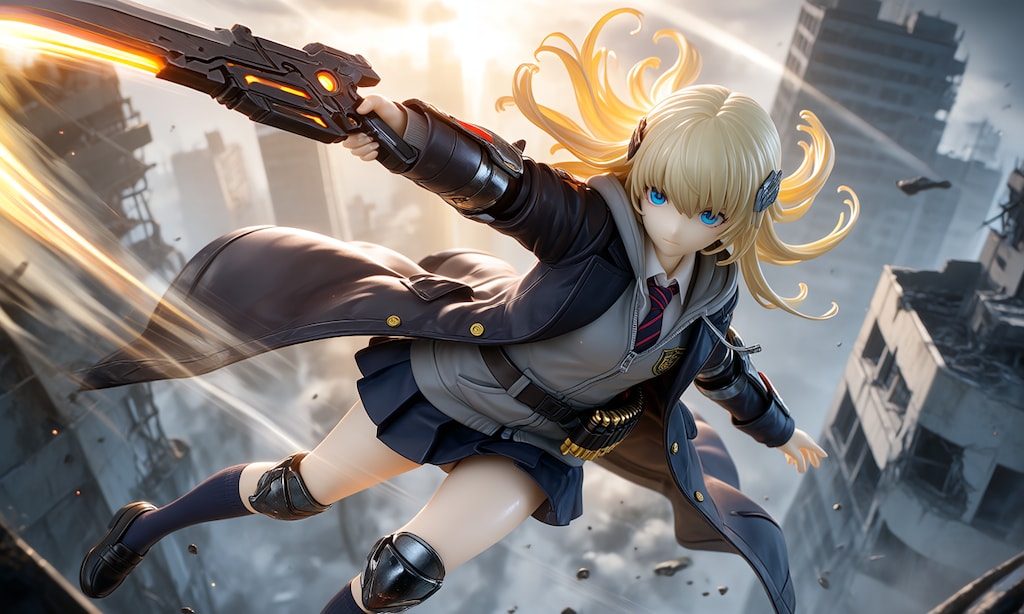 異世界制服少女達　メカ娘　ガンブレード使いの少女　アクリルドールフィギュア