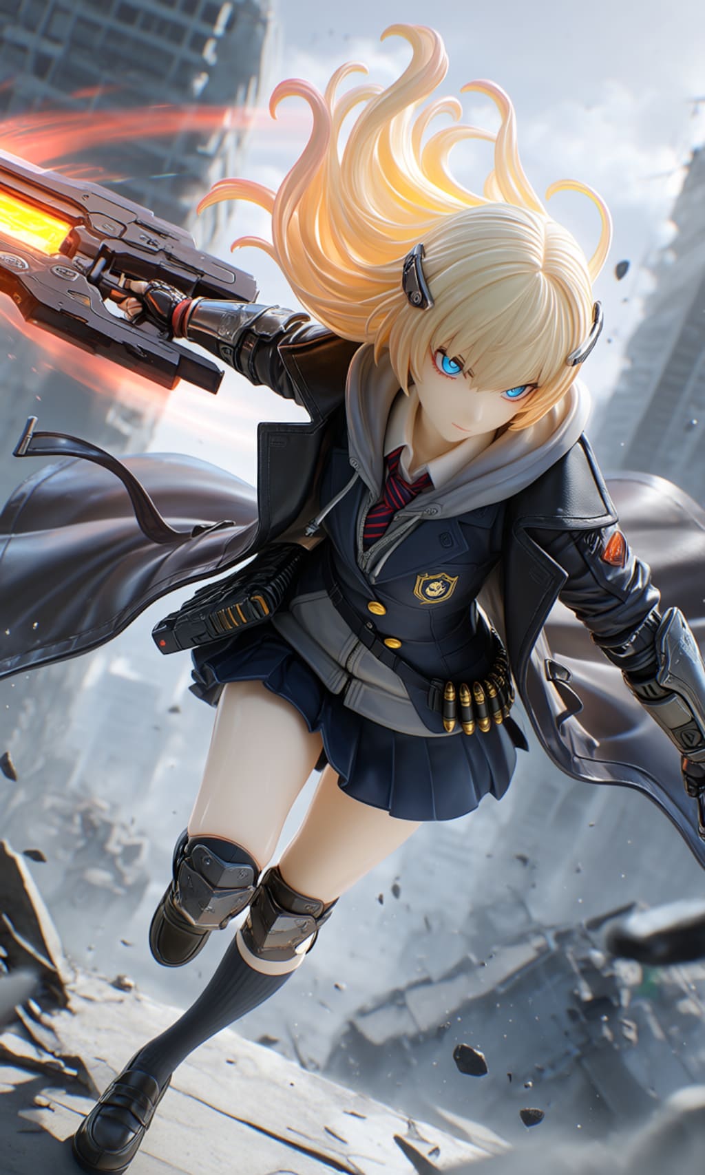 異世界制服少女達　メカ娘　ガンブレード使いの少女　アクリルドールフィギュア
