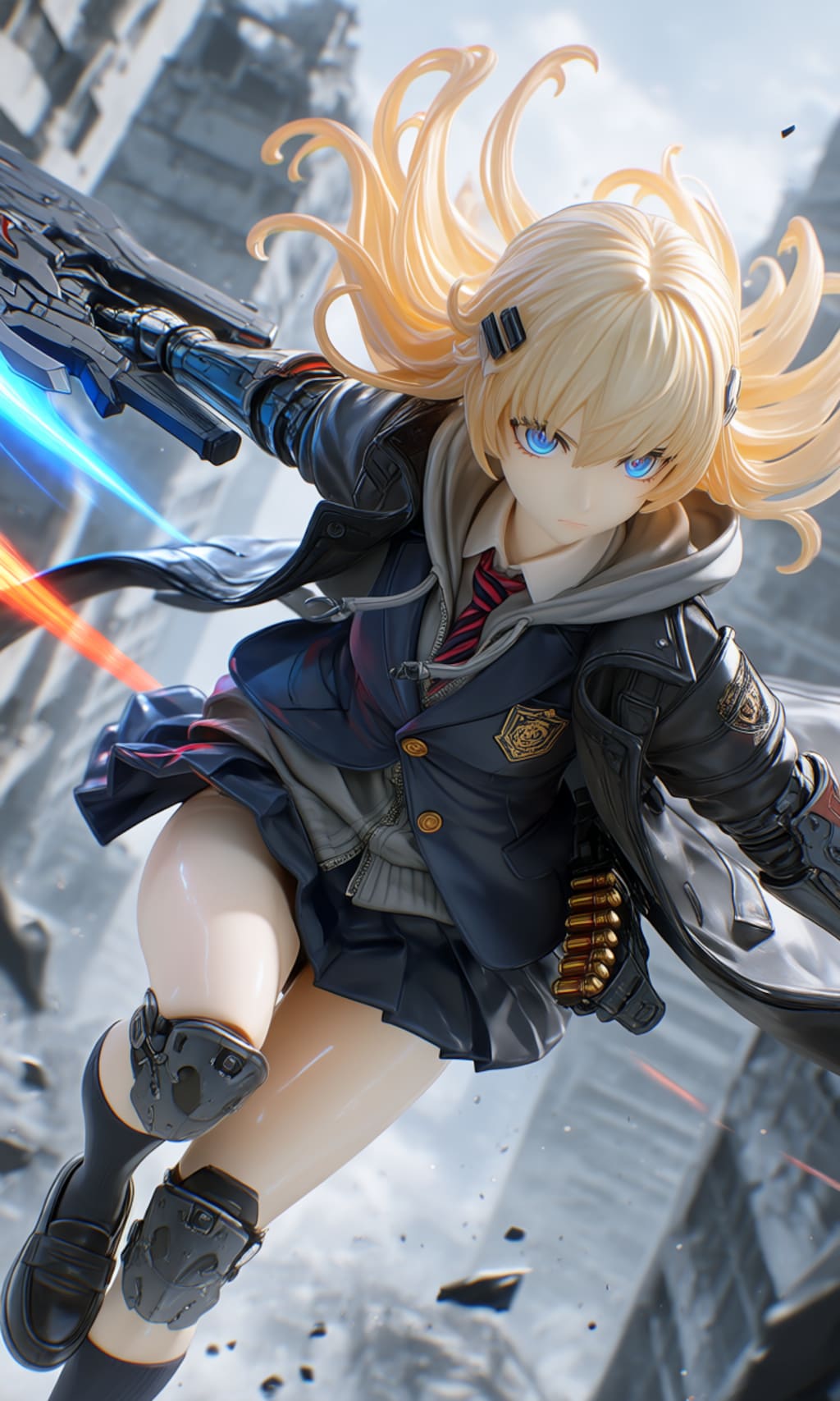 異世界制服少女達　メカ娘　ガンブレード使いの少女　アクリルドールフィギュア
