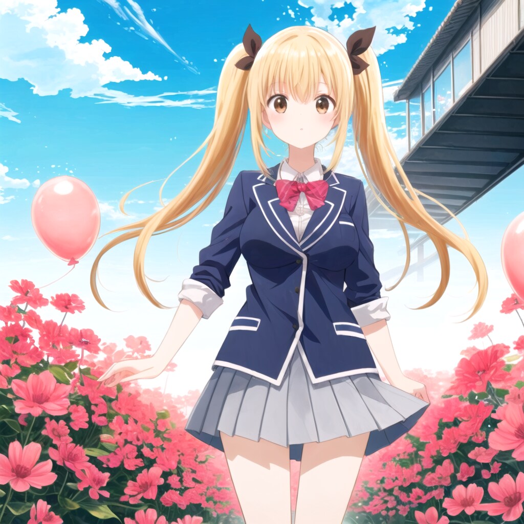 ツインテールの女子高生と風船 | の人気AIイラスト・グラビア