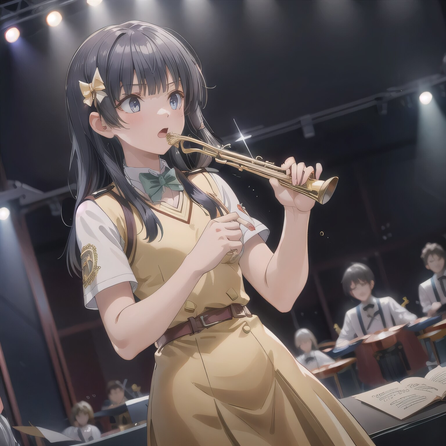 黒髪ロングでブラスバンドの少女２０ | の人気AIイラスト・グラビア