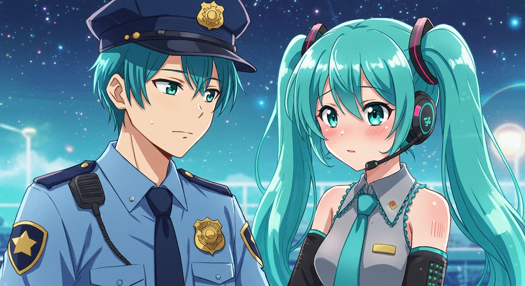 初音ミクと警察官