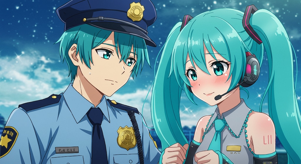 初音ミクと警察官