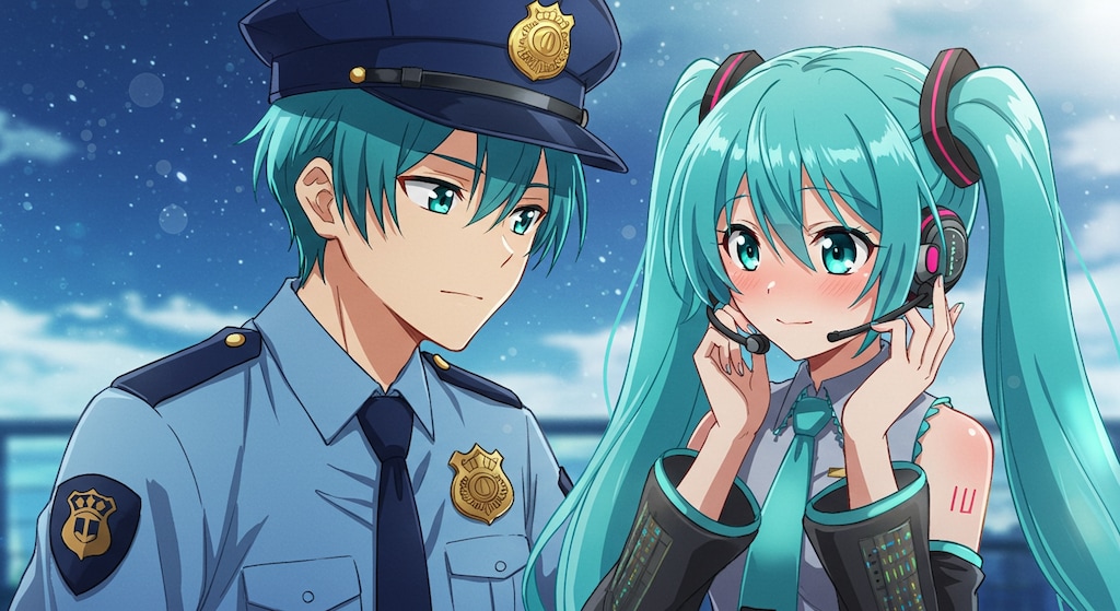 初音ミクと警察官