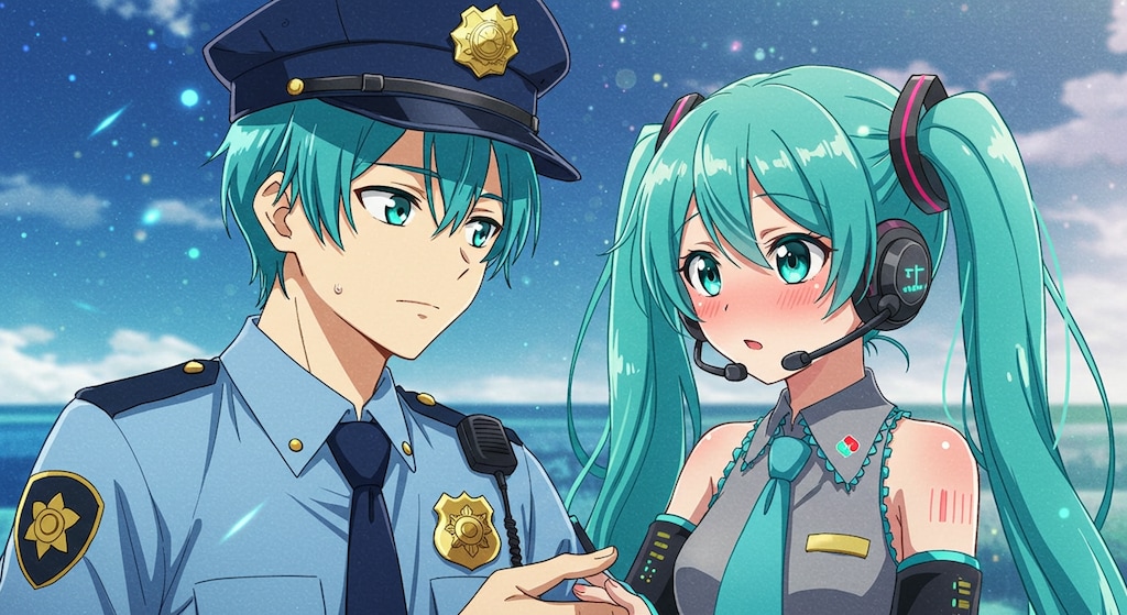 初音ミクと警察官