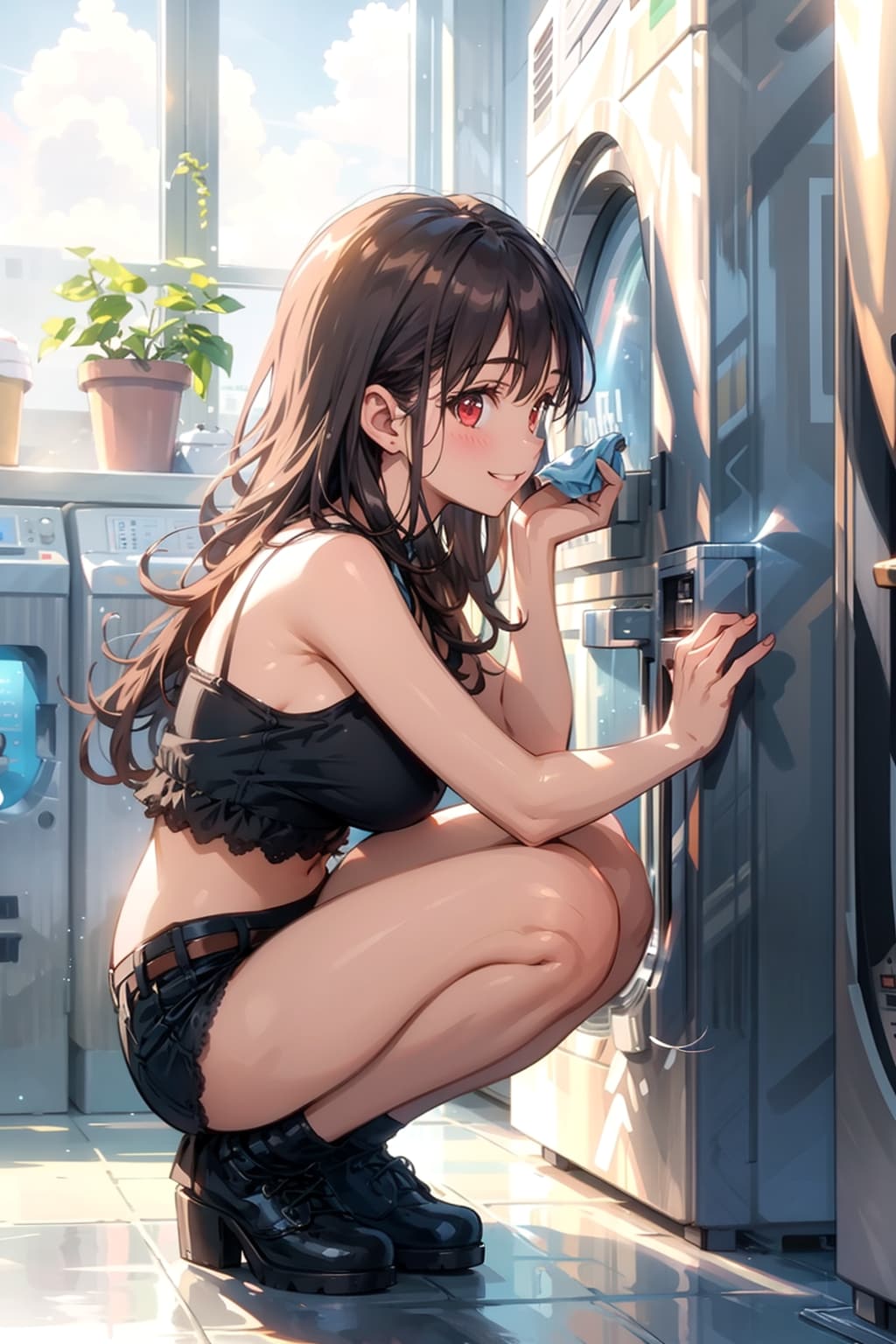 お洗濯が終わるのを待っているの