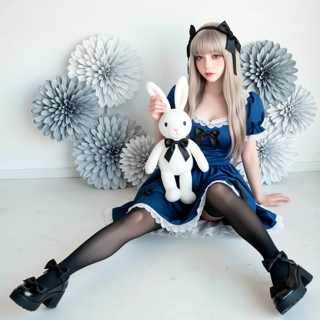 A girl wearing a Gothic Lolita outfit.