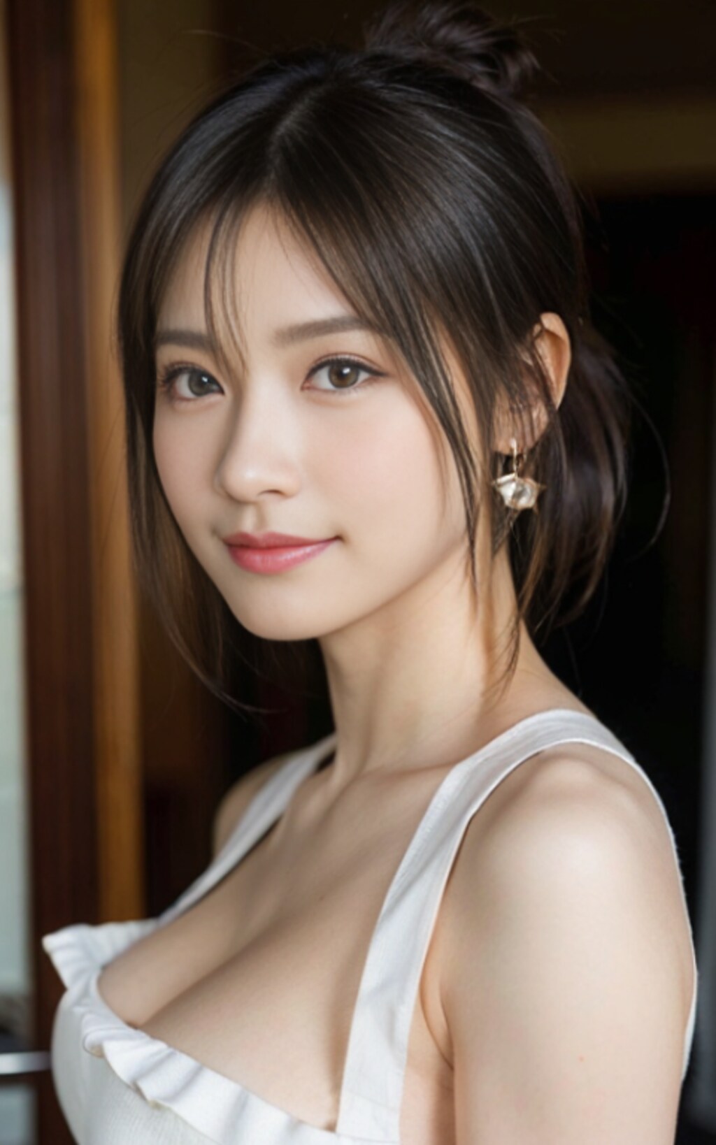 お団子ヘア裸エプロン