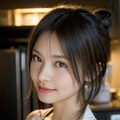 お団子ヘア裸エプロン 7枚目