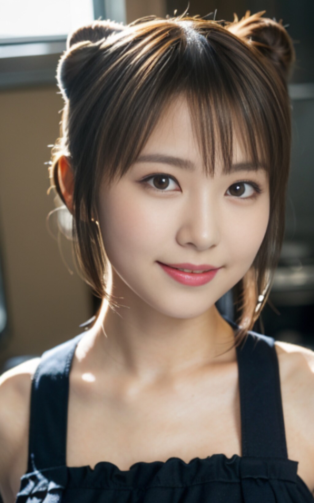 お団子ヘア裸エプロン