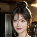 お団子ヘア裸エプロン 3枚目
