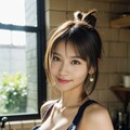 お団子ヘア裸エプロン 6枚目