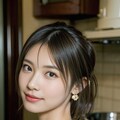 お団子ヘア裸エプロン 2枚目