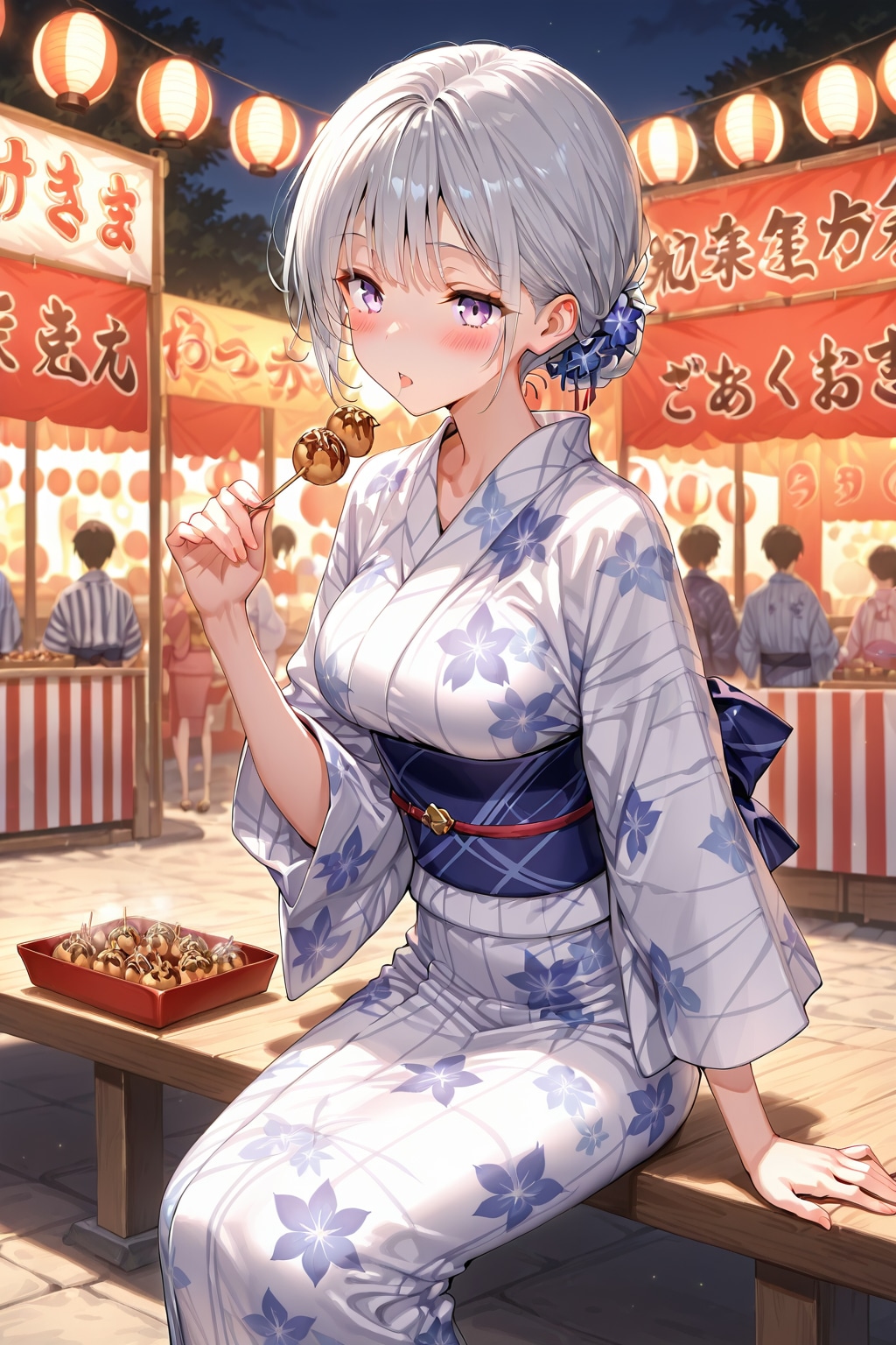 (1388)銀髪ちゃん浴衣