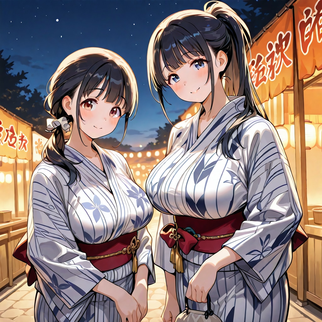 仲良し姉妹（夏祭り） | の人気AIイラスト・グラビア