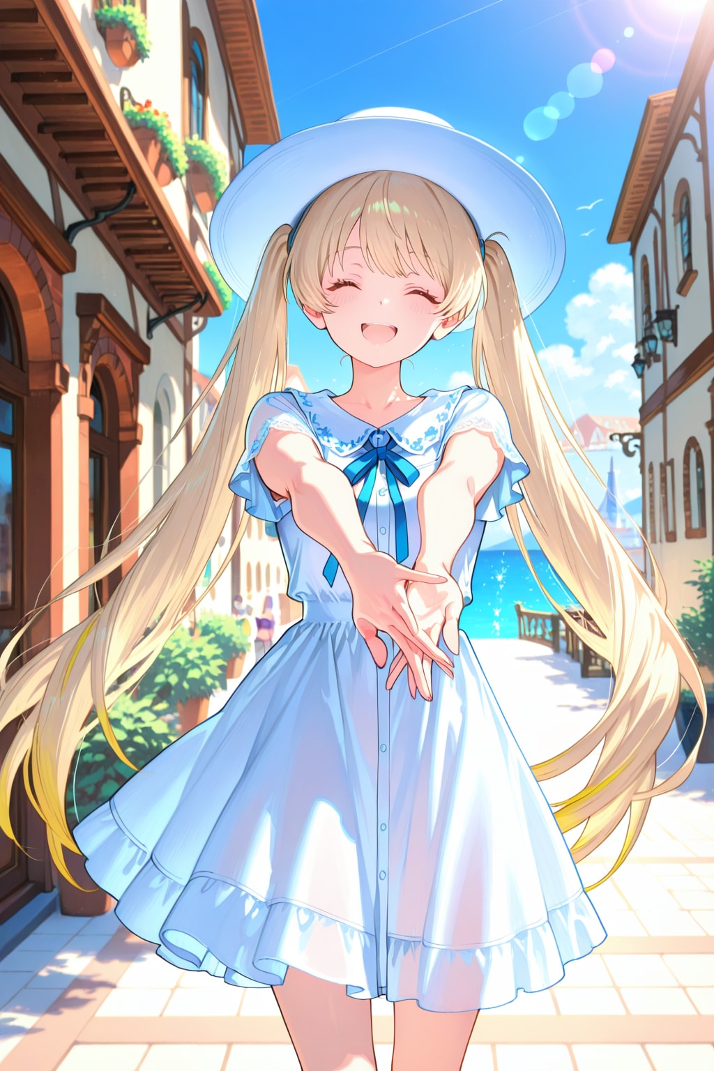 地中海の港町にて | の人気AIイラスト・グラビア