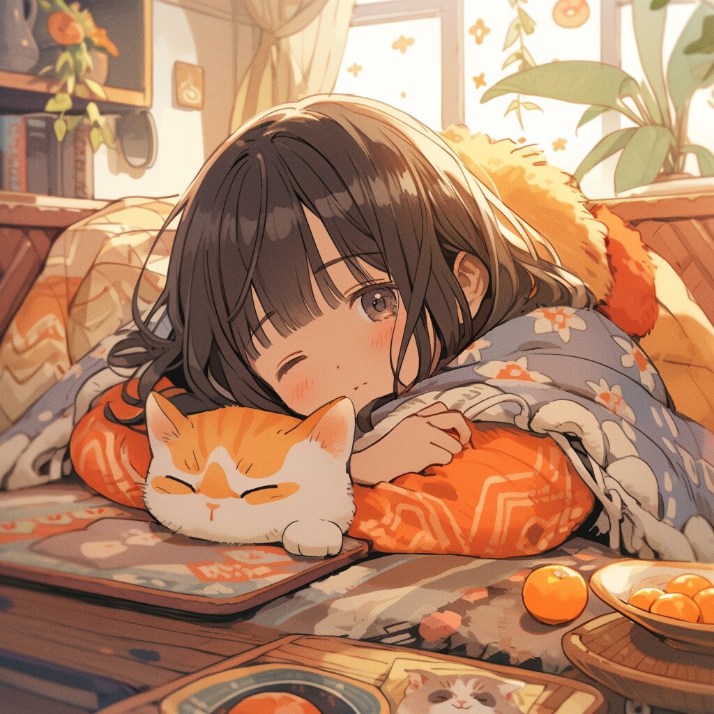 こたつで寝ると風邪をひきますよ？