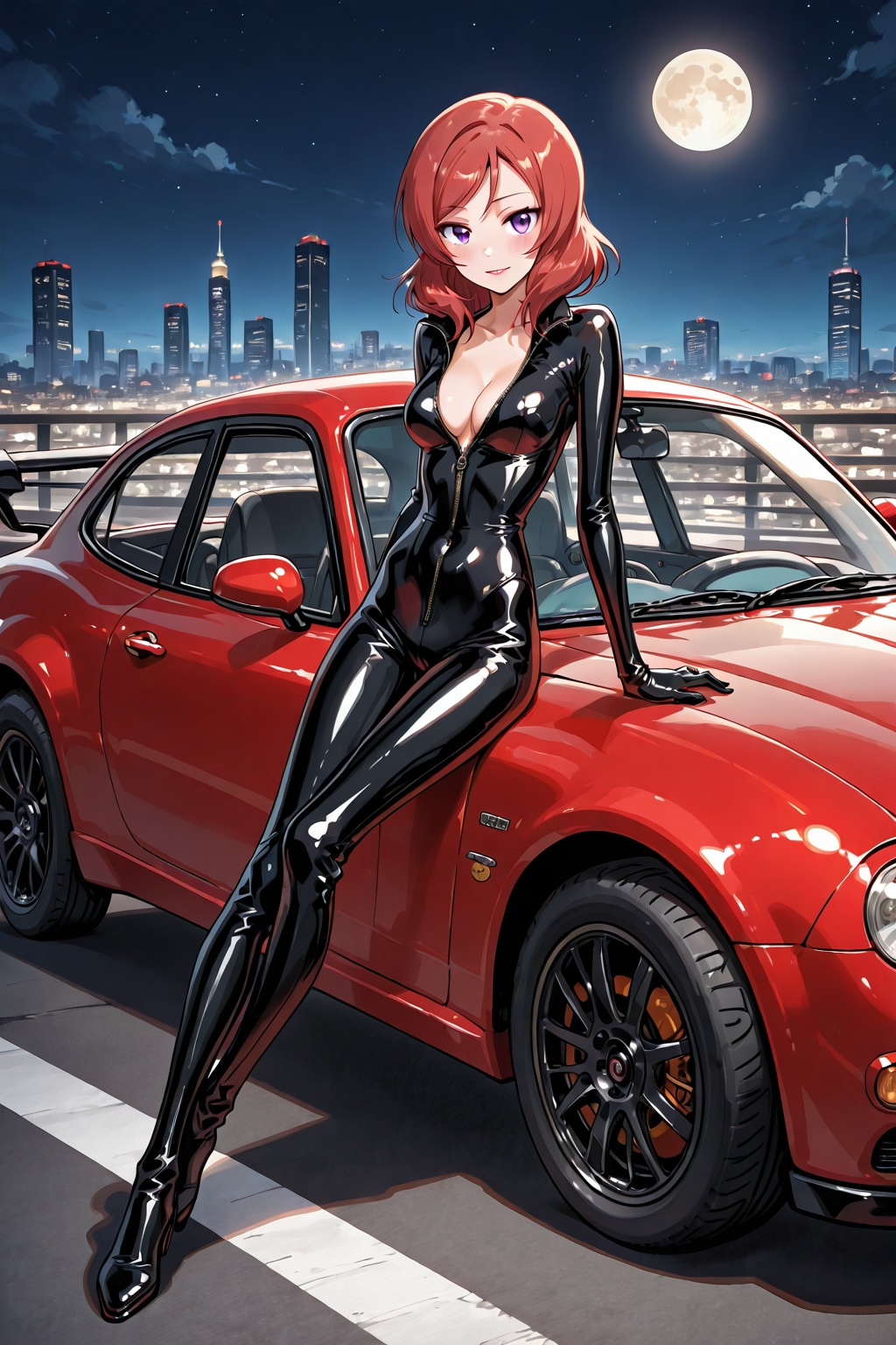 ラバースーツの真姫まーと自動車(ちちぷい版)