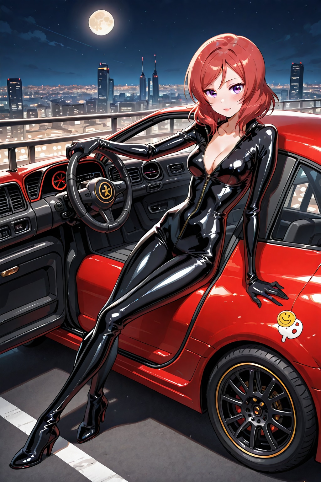 ラバースーツの真姫まーと自動車(ちちぷい版)