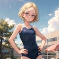 スク水の眼鏡っ娘 2枚目