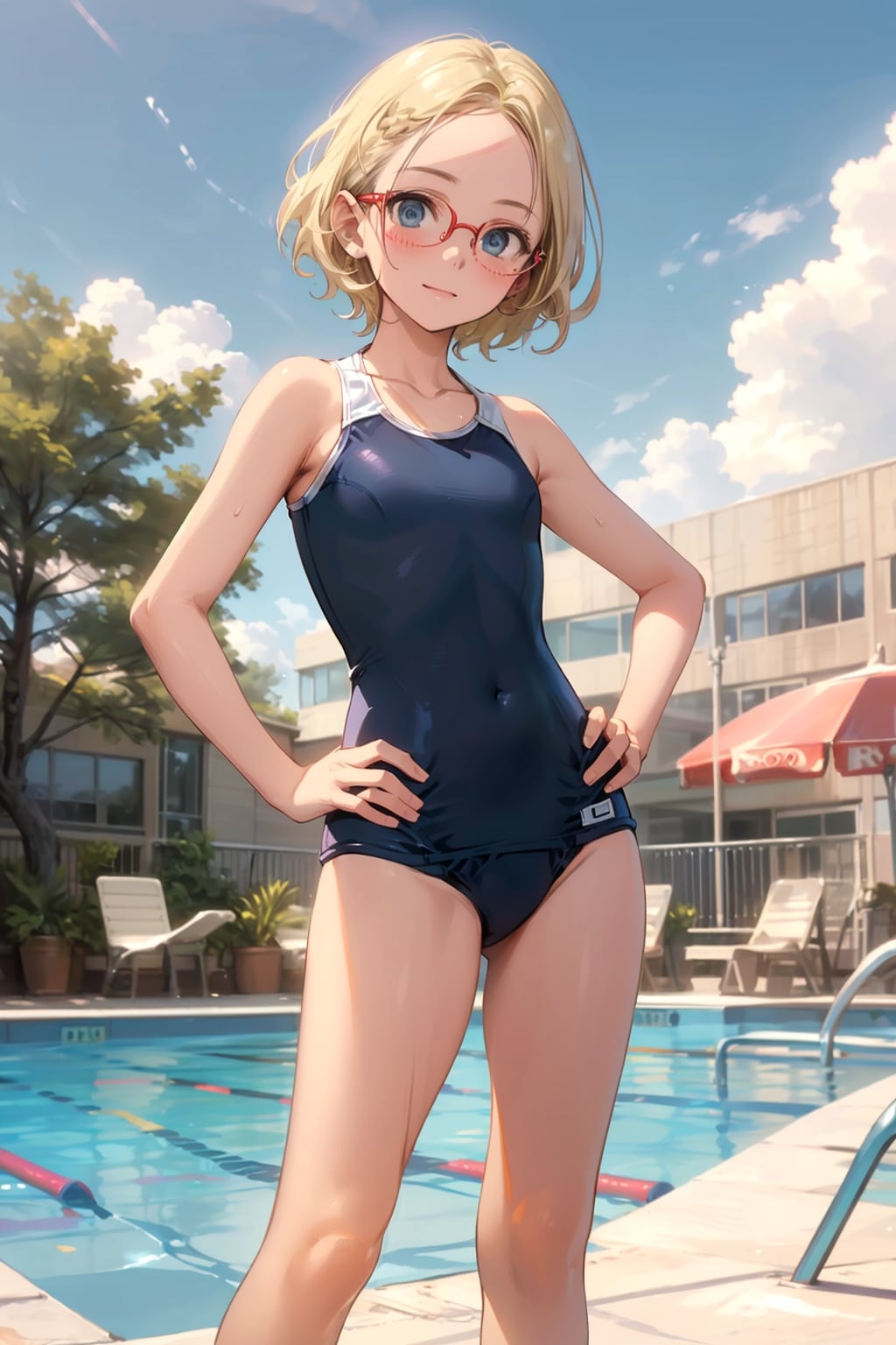 スク水の眼鏡っ娘
