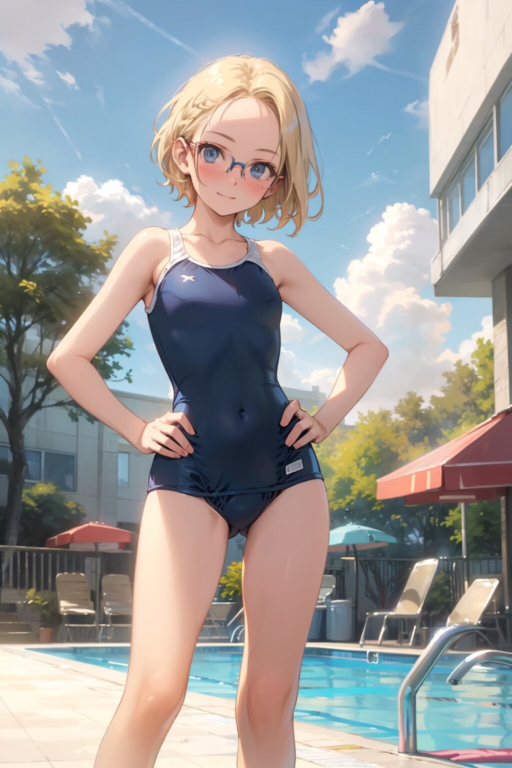 スク水の眼鏡っ娘